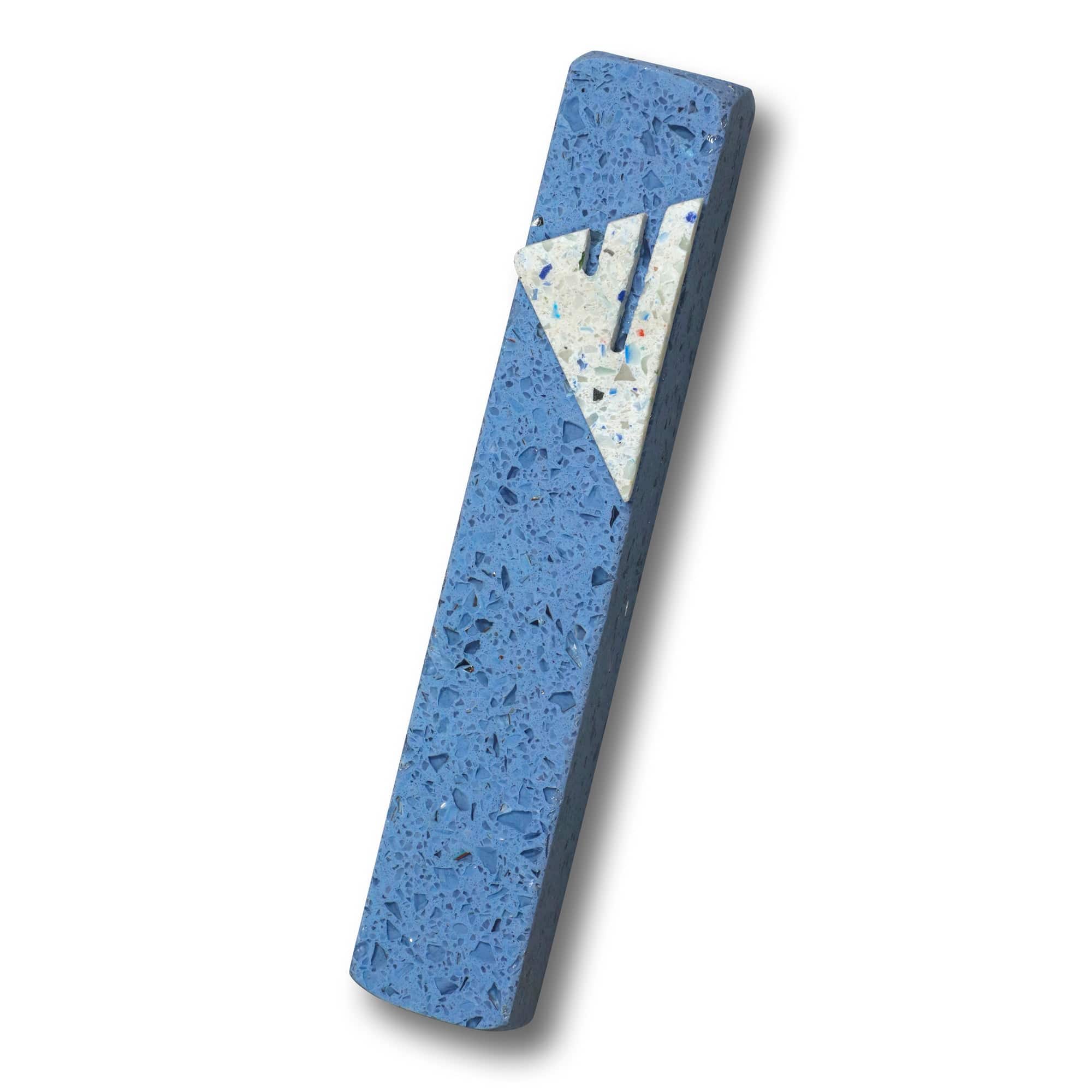 Light Blue Quartz Mezuzah with Terrazzo Shin、mySite、topwebapps