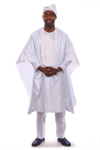 All White Contemporary Grand boubou Agbada Set-DP1791GB、mySite、solidvoid