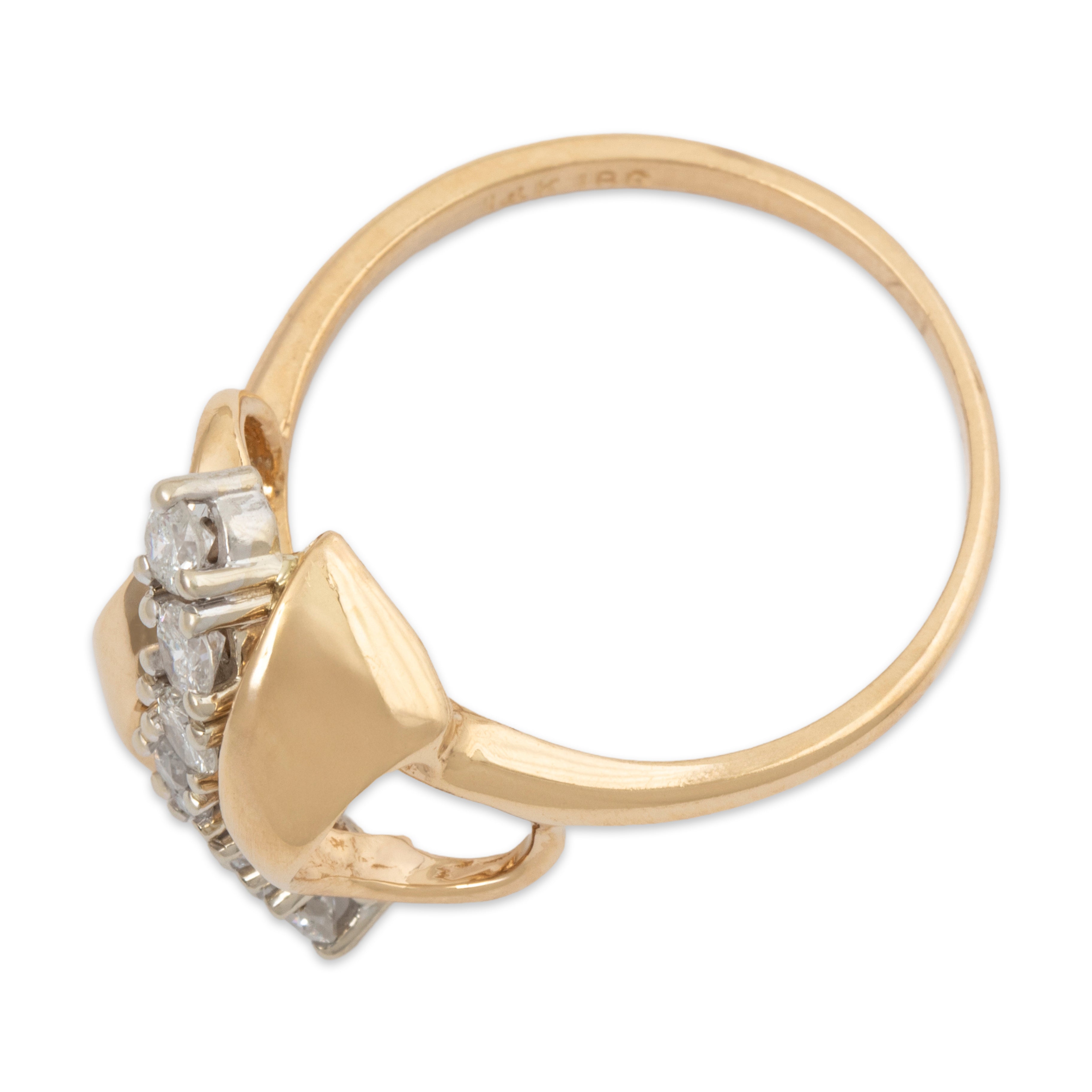 Vintage 14k Yellow Gold 0.414cttw Diamond Swirling Ribbon Ring 7.50、mySite、hinf8tx79