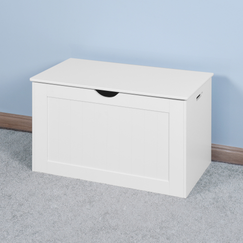 White Lift Top Entryway Storage Cabinet with 2 Safety Hinge, Wooden Toy Box、、casual