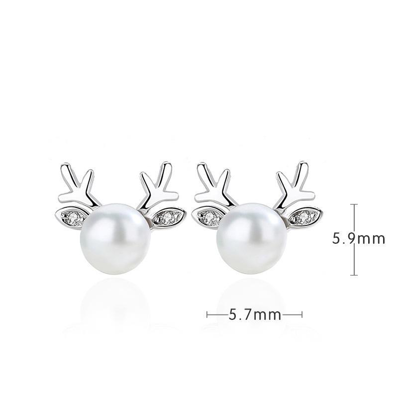 Deer Pearl Necklace and Earrings in 925 Sterling Silver、mySite、g9winljtr