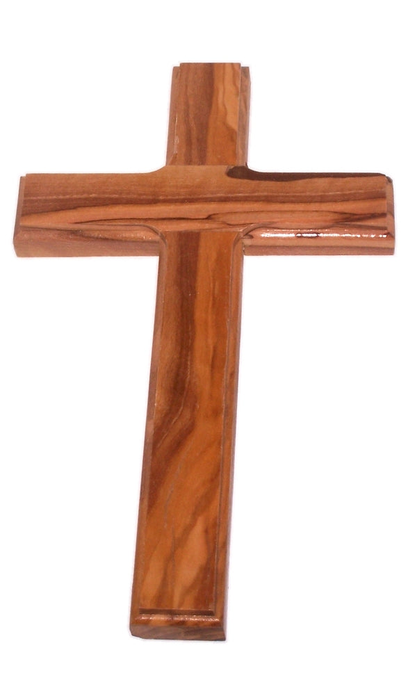  Simple Olive Wood Cross from The Holy Land - Stamped with Jerusalem on Back (16 cm or 6.25 inches)、mySite、elrpsem3k