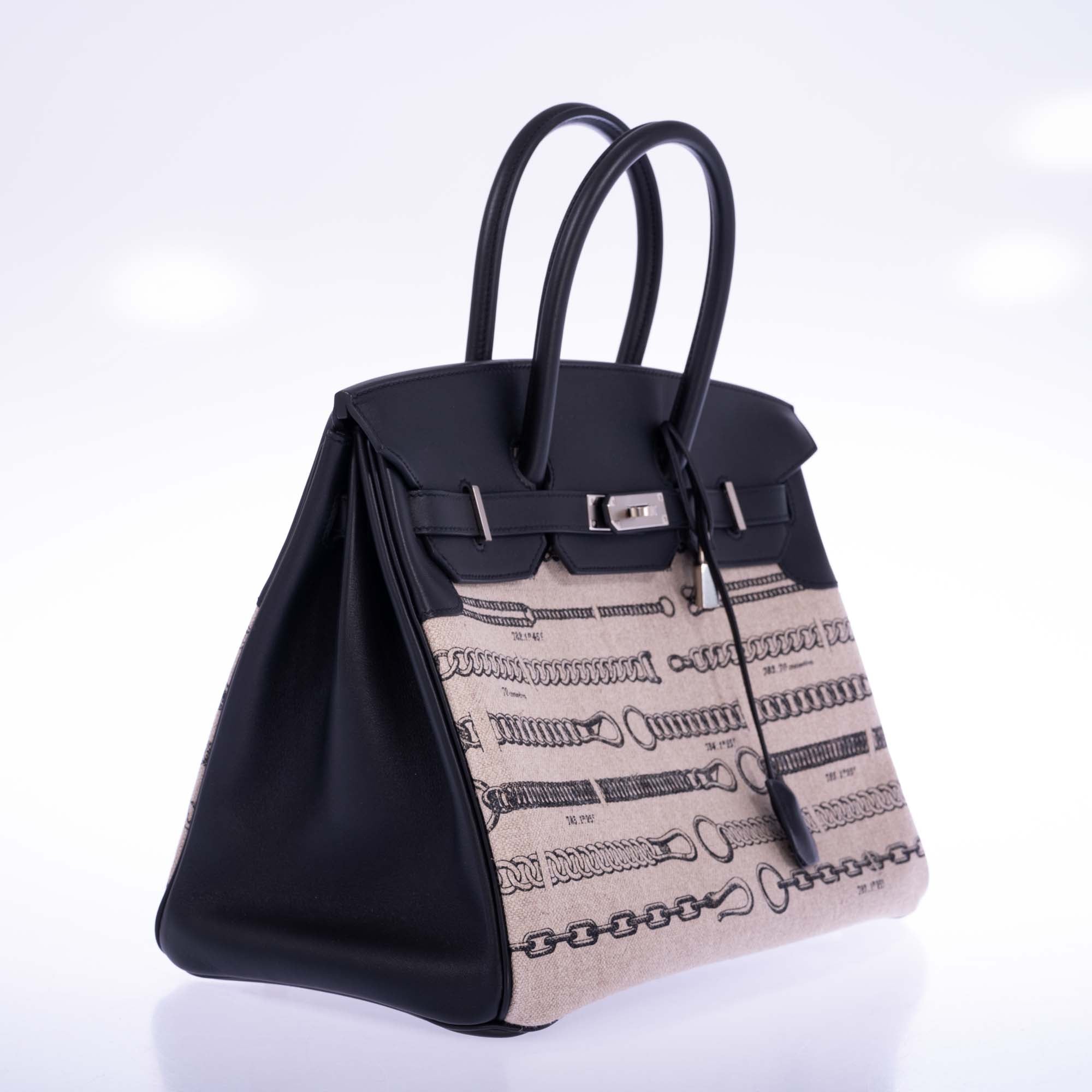 Hermès Birkin 35 De Camp Dechainee Toile And Black Veau Swift Palladium Hardware、mySite、garminoutage.com
