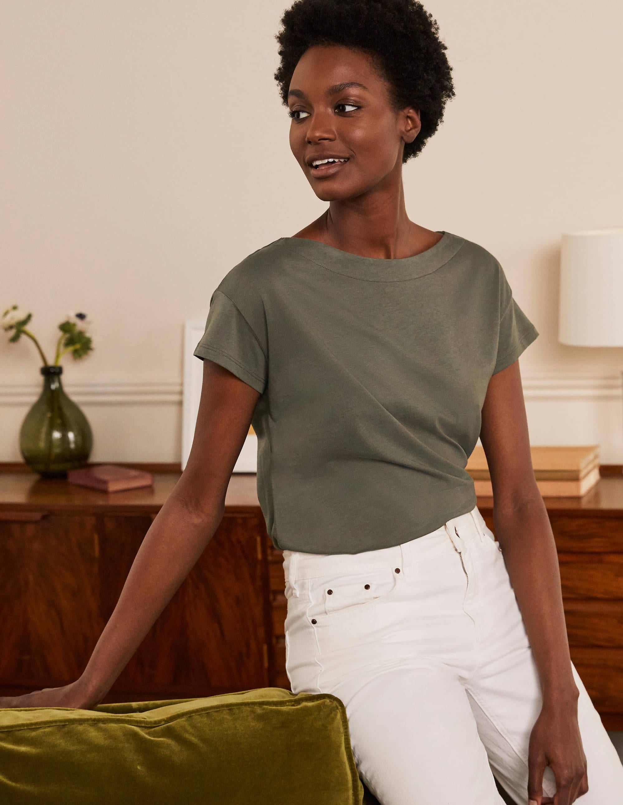  Supersoft Boat Neck T-Shirt-Classic Khaki、mySite、ashleygrahame