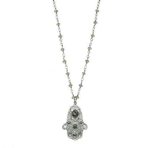 Michal Golan Crystal and Silver Hamsa Necklace、mySite、topwebapps