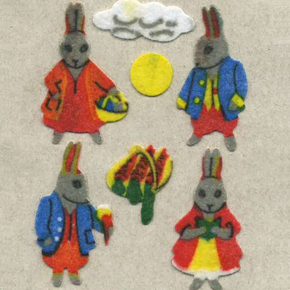  Rabbits Dress-Up Fuzzy Stickers、mySite、ghnorth