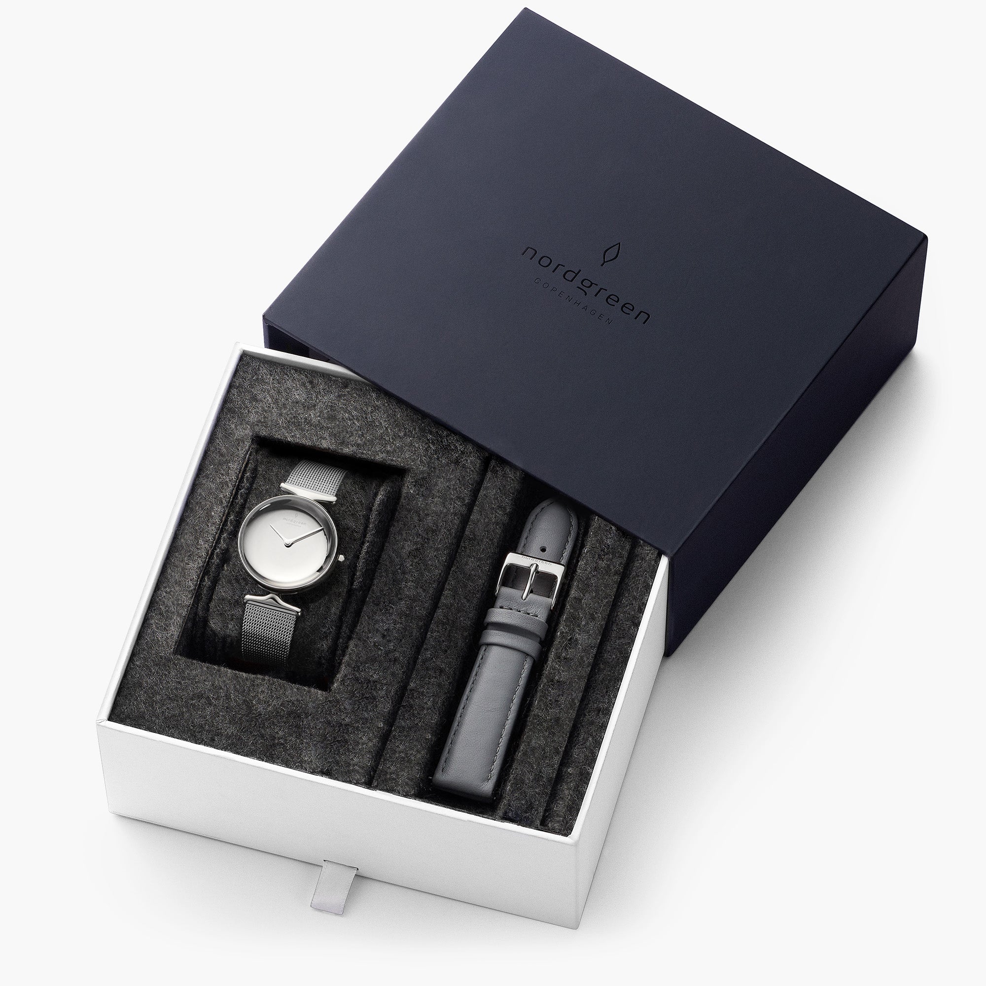  Unika - BUNDLE Polished Metal Dial Silver | Mesh / Grey Leather Straps