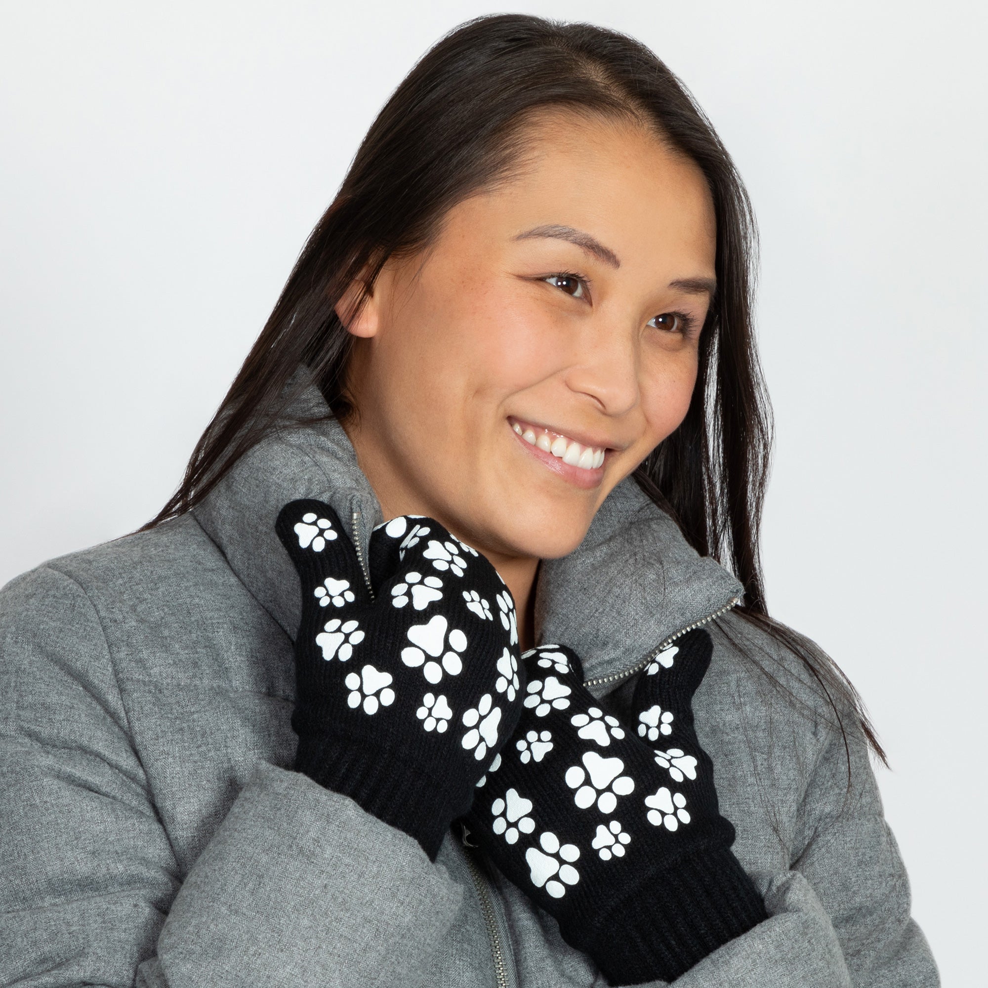 Pretty Paw Print Fleece-Lined Mittens、mySite、camillekostekn