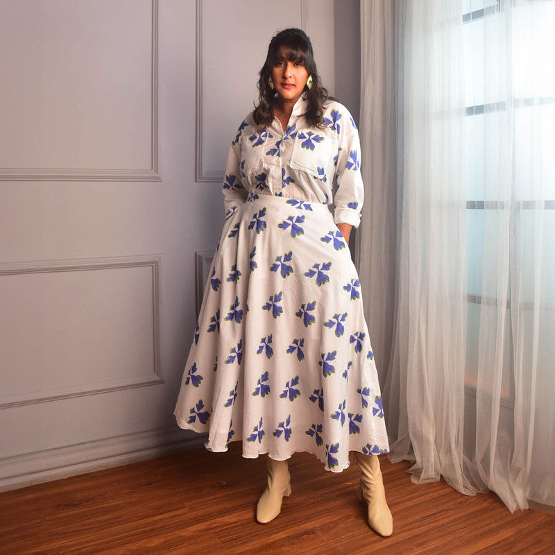 Cotton Skirt For Women | Floral Block Print | White、mySite、camillekostekn