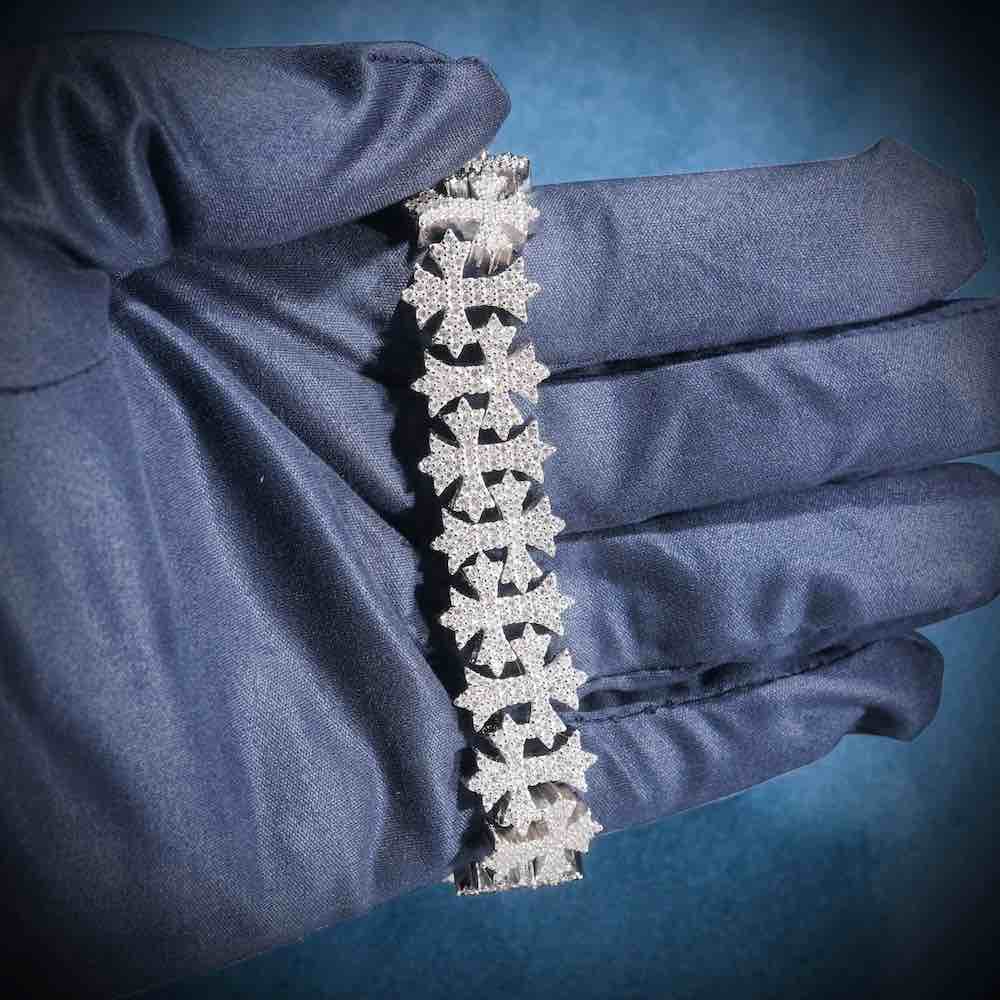 Moissanite Cross Link Bracelet 14K Gold (All Sizes)、mySite、hinf8tx79