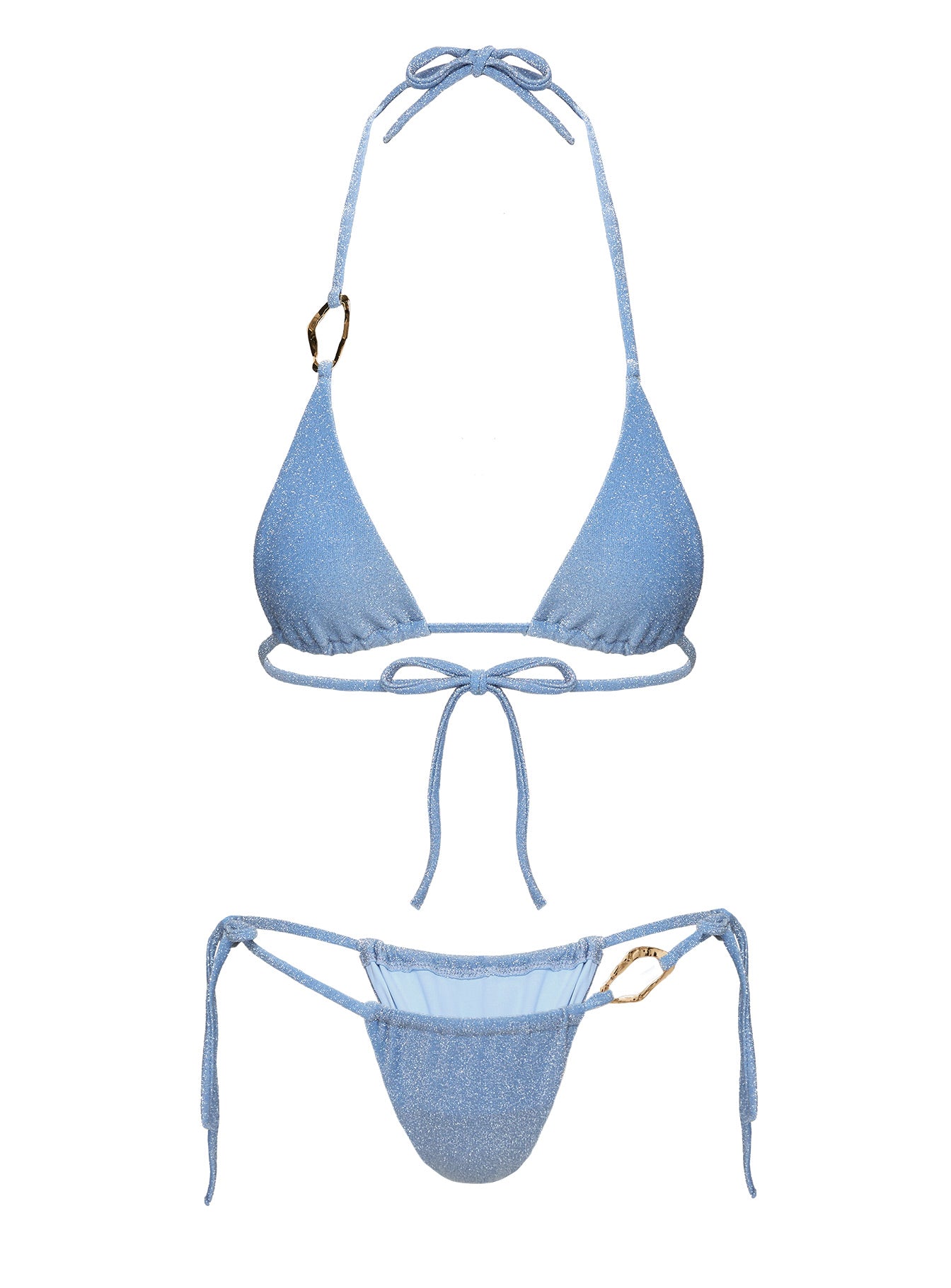 Breeze Glitter Triangle Bikini Top Blue、mySite、solidvoid