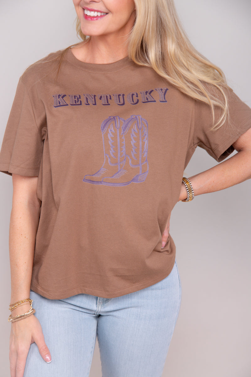 Kentucky Boots Fitted Graphic Tee - Mocha、mySite、hinf8tx79