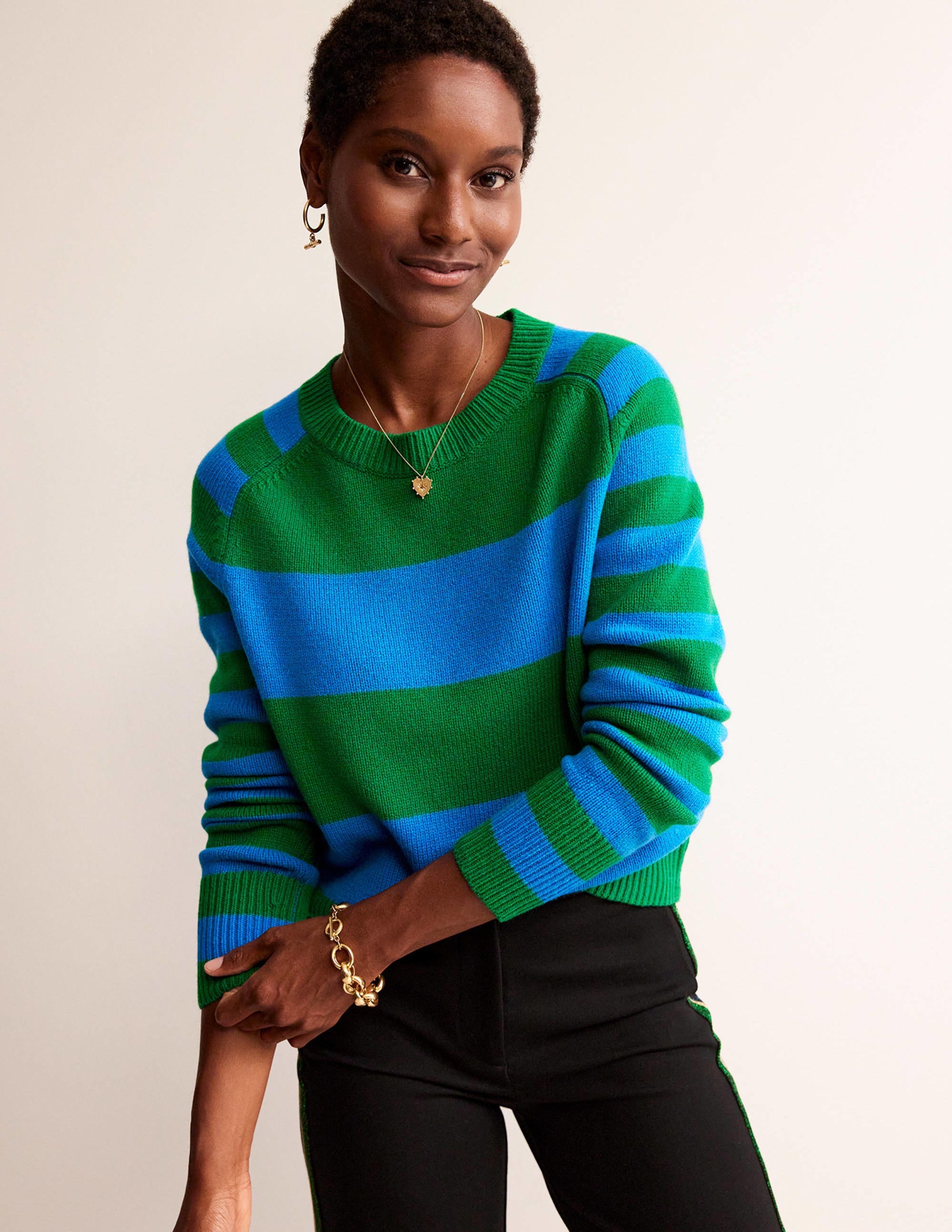  Olivia Merino Jumper-Bight Cobalt / Veridian Green、mySite、ashleygrahame