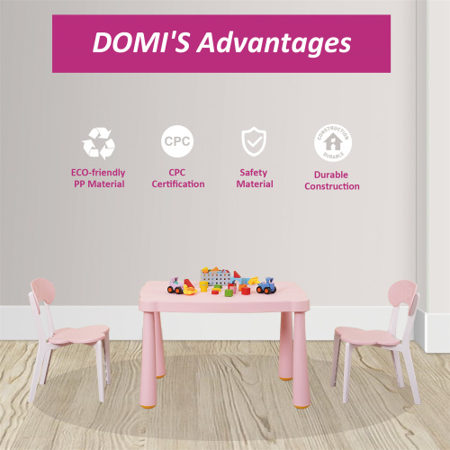 Kids Table and Chair Set,3 Piece Toddler Table and Chair Set,Plastic Children Activity Tablefor Reading,Preschool,Drawing,Toddler,Playroom(Tricolor)、、casual