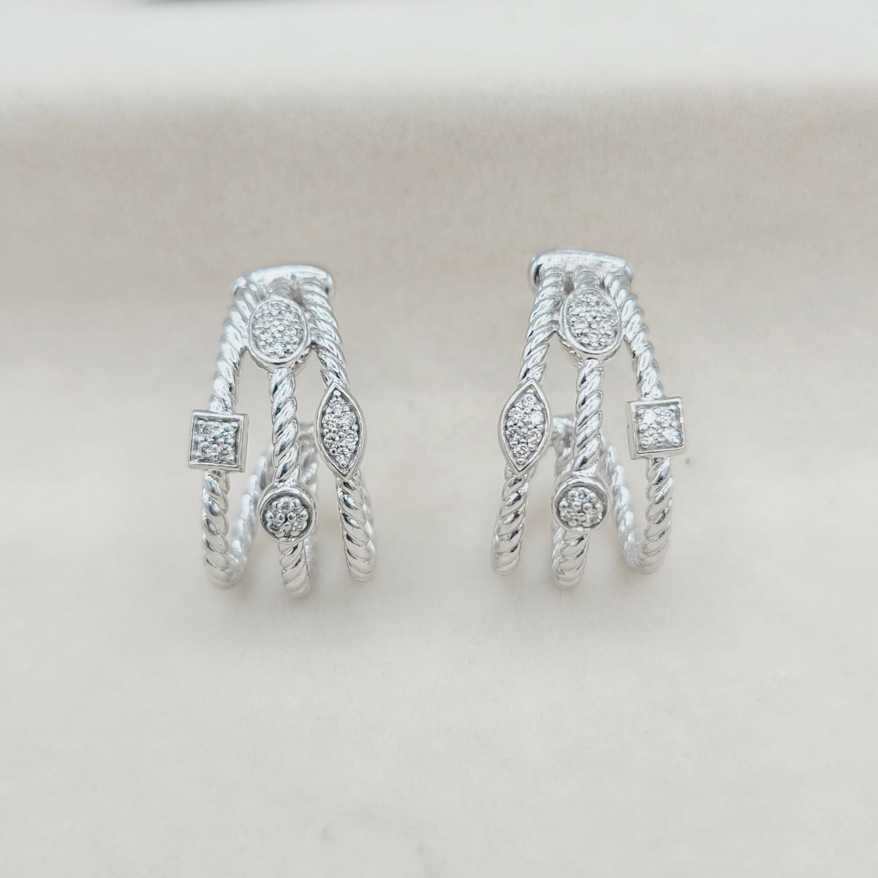 David Yurman Confetti Earrings Three Row with Diamonds、mySite、hinf8tx79