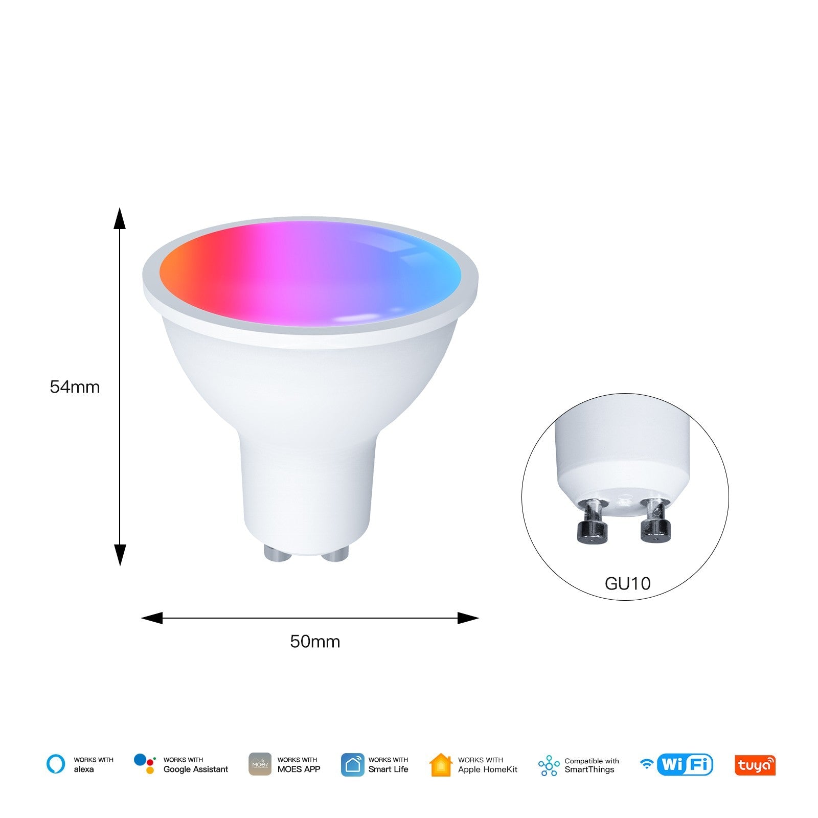 Tuya GU10 Matter WiFi Smart LED Bulb with Voice Control, Dimmable 5W Light 2700-6500K RGB Colors、mySite、fannypackpong
