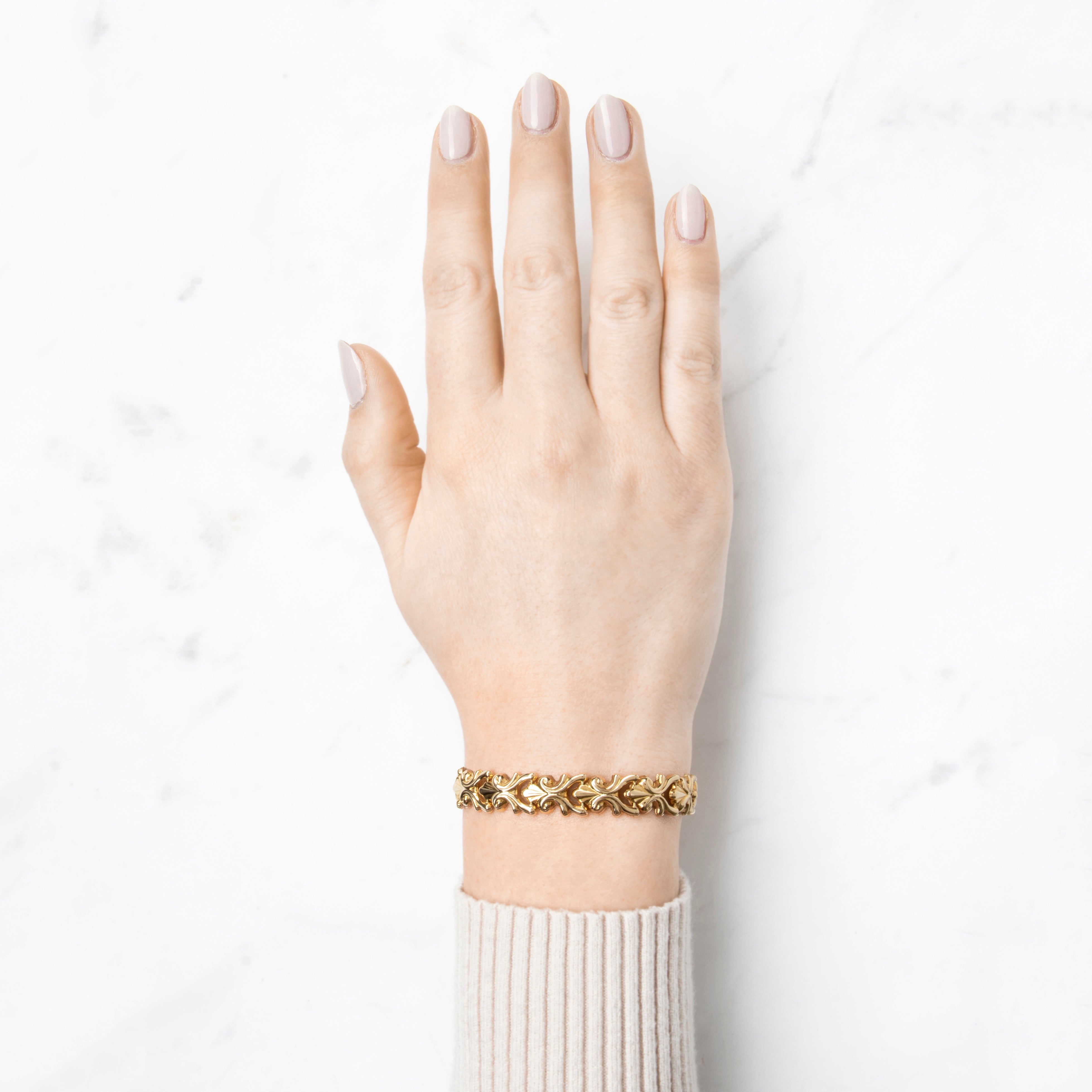 Vintage Italian 14k Yellow Gold Swirl Link Bracelet 7、mySite、hinf8tx79