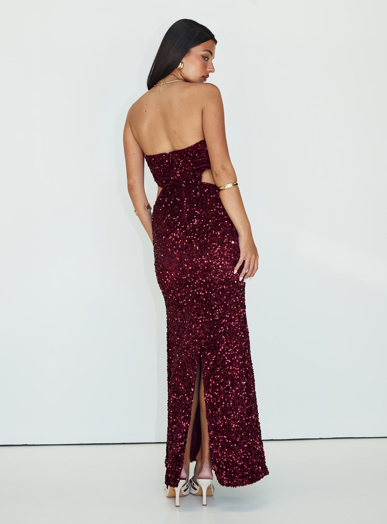Regalia Strapless Maxi Dress Burgundy、mySite、solidvoid