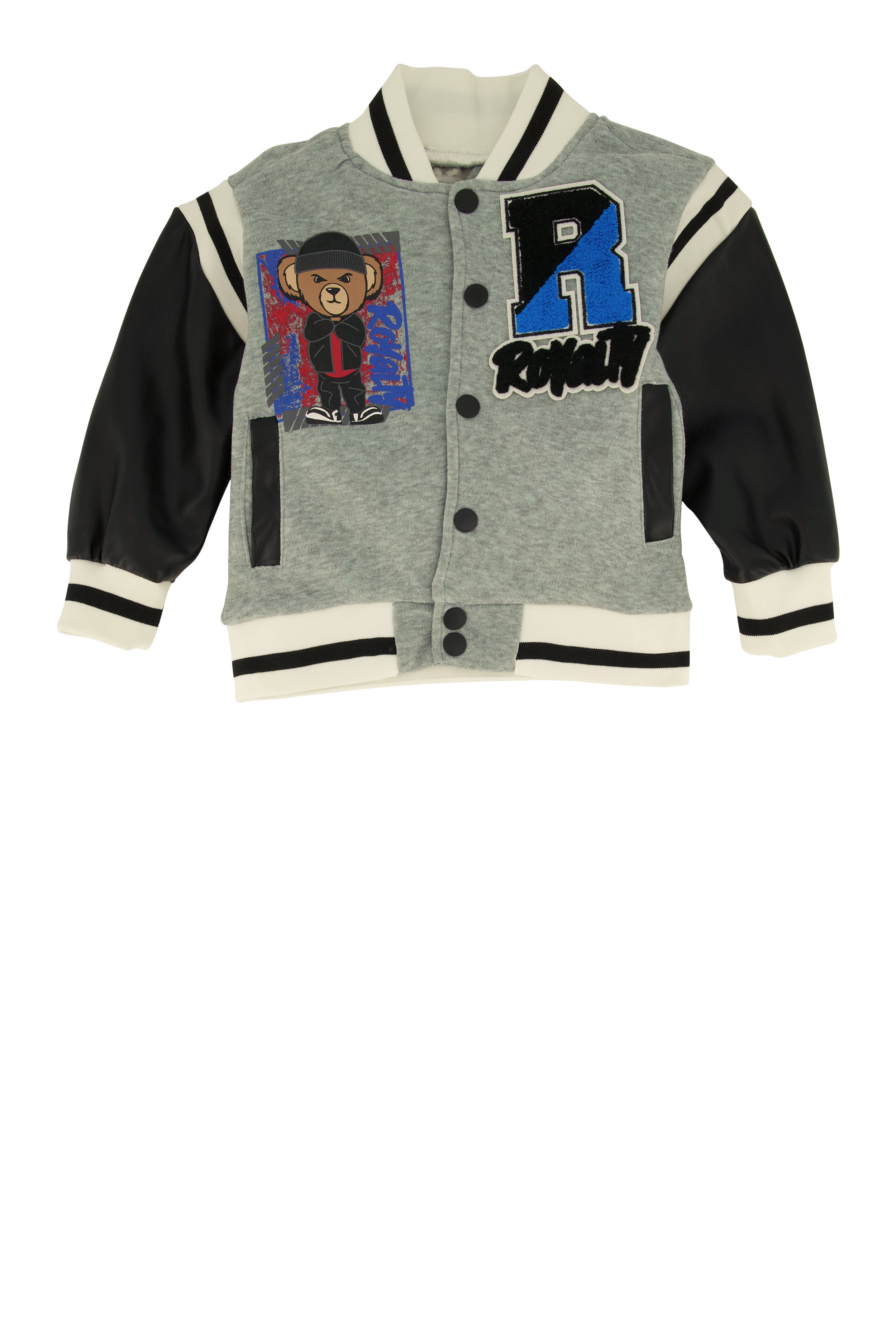 Toddler Boys Royalty Chenille Patch Graphic Varsity Jacket、mySite、camillekostekn