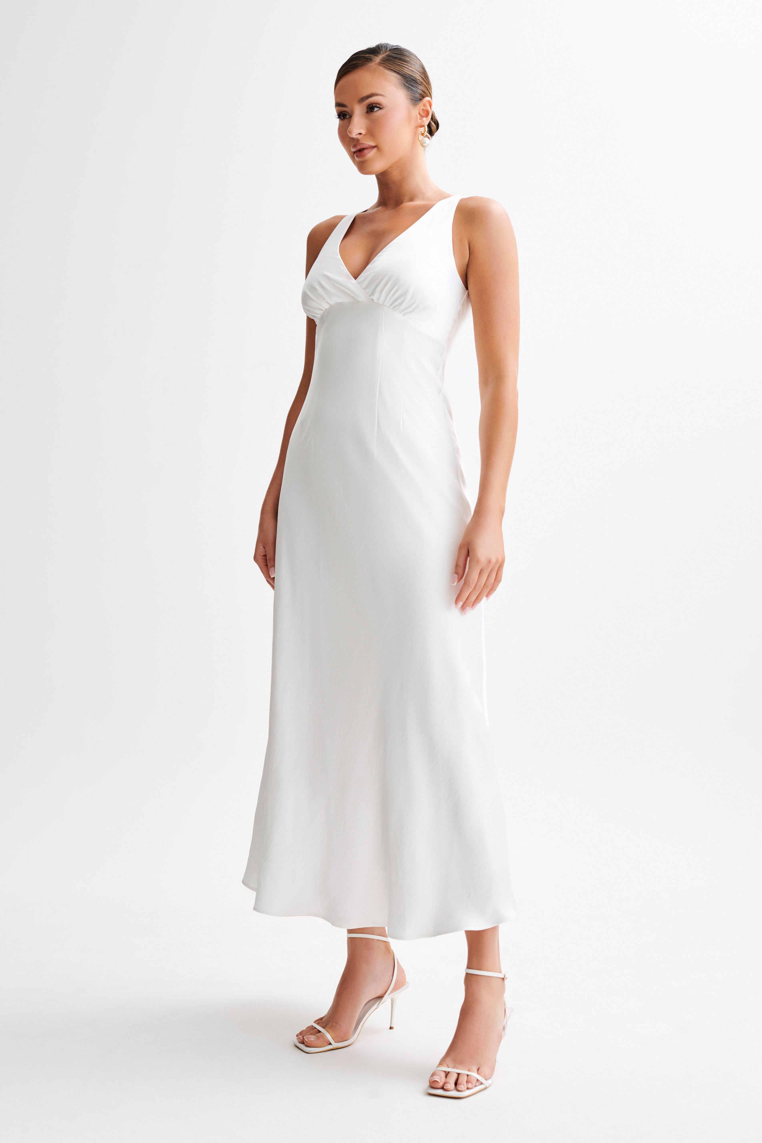 Meghan Satin Maxi Dress - Ivory、mySite、solidvoid