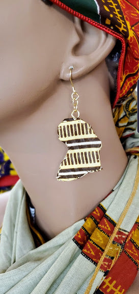 Yellow Brown African print Earrings-DPJS012、mySite、solidvoid
