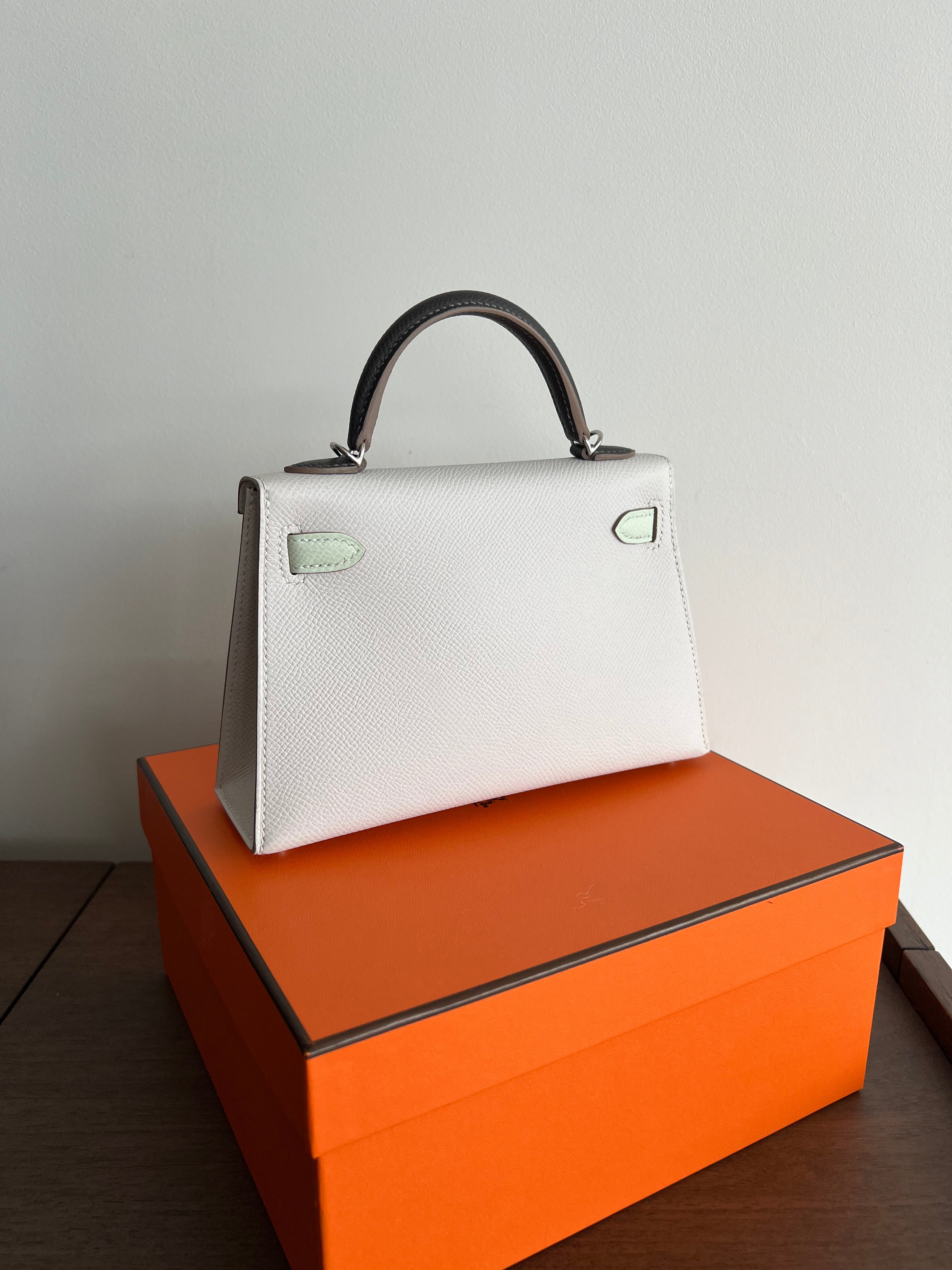 Hermès Mini Kelly 20 Gris Pale / Vert Fizz / Graphite Epsom PHW、mySite、garminoutage.com
