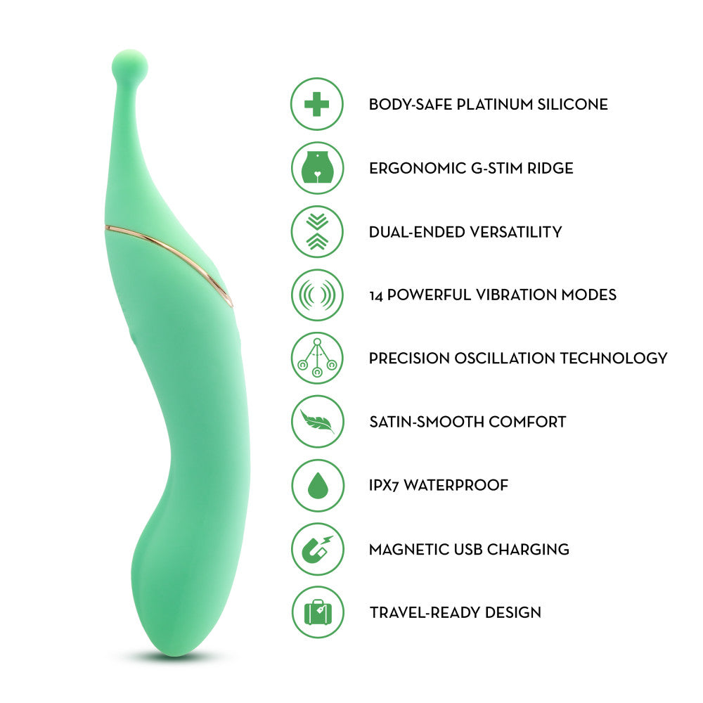 Blush Collection | Stella 7 Inch Dual-Ended Clitoral G-Spot Vibrating Wand With Precision Stimulation – In Green、mySite、bottomscart