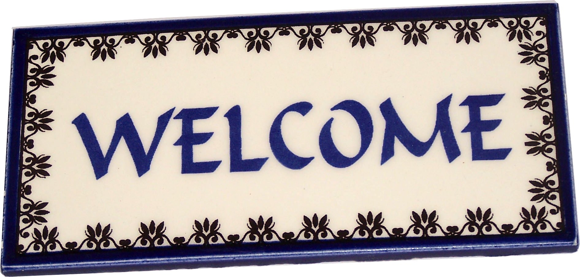 Holy Land Market Welcome Painted Tile from Jerusalem - 6x3 Inches - Asfour Outlet Trademark、mySite、topwebapps