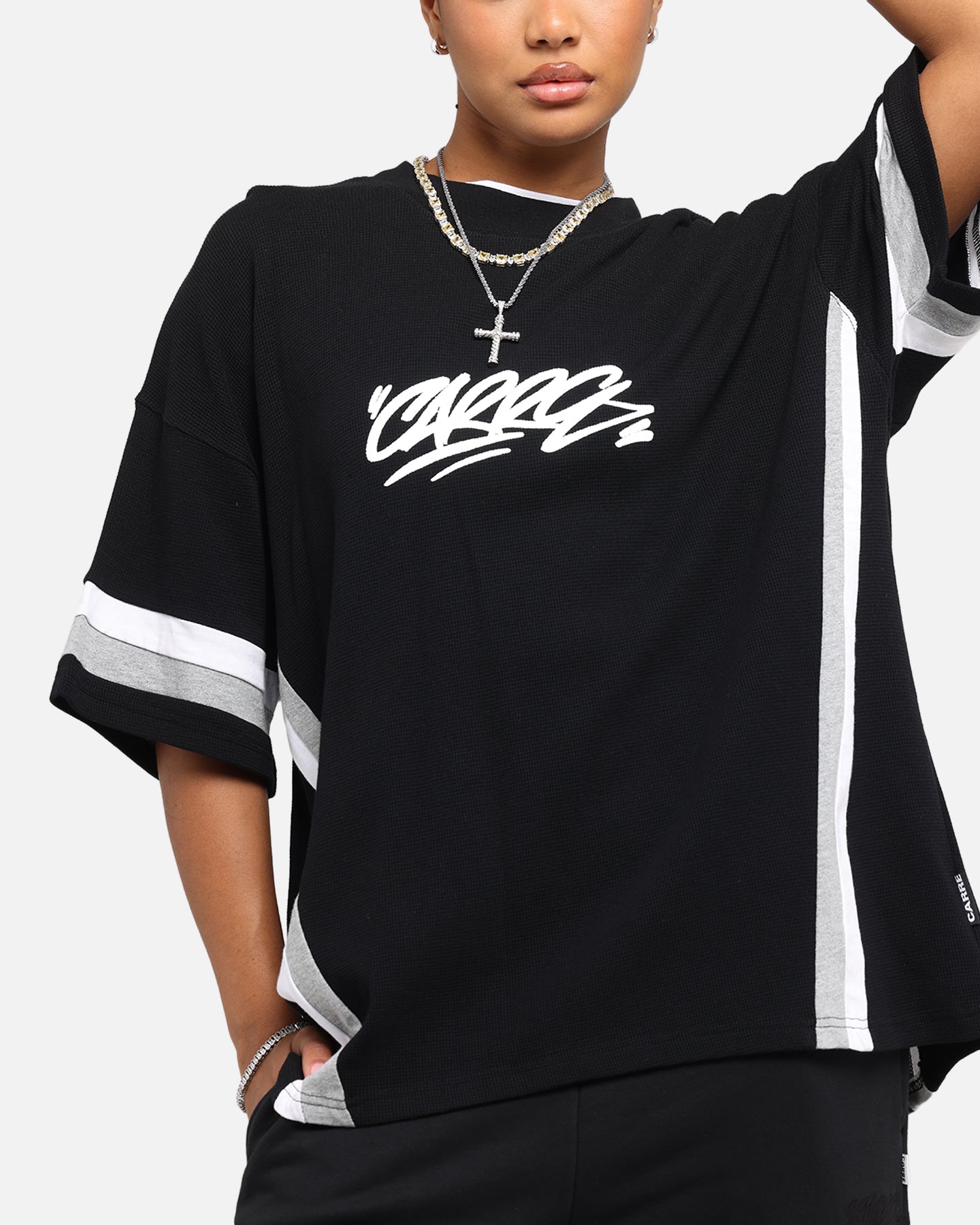 Carre Graffiti Waffle T-Shirt Black、mySite、zt4zffjzw