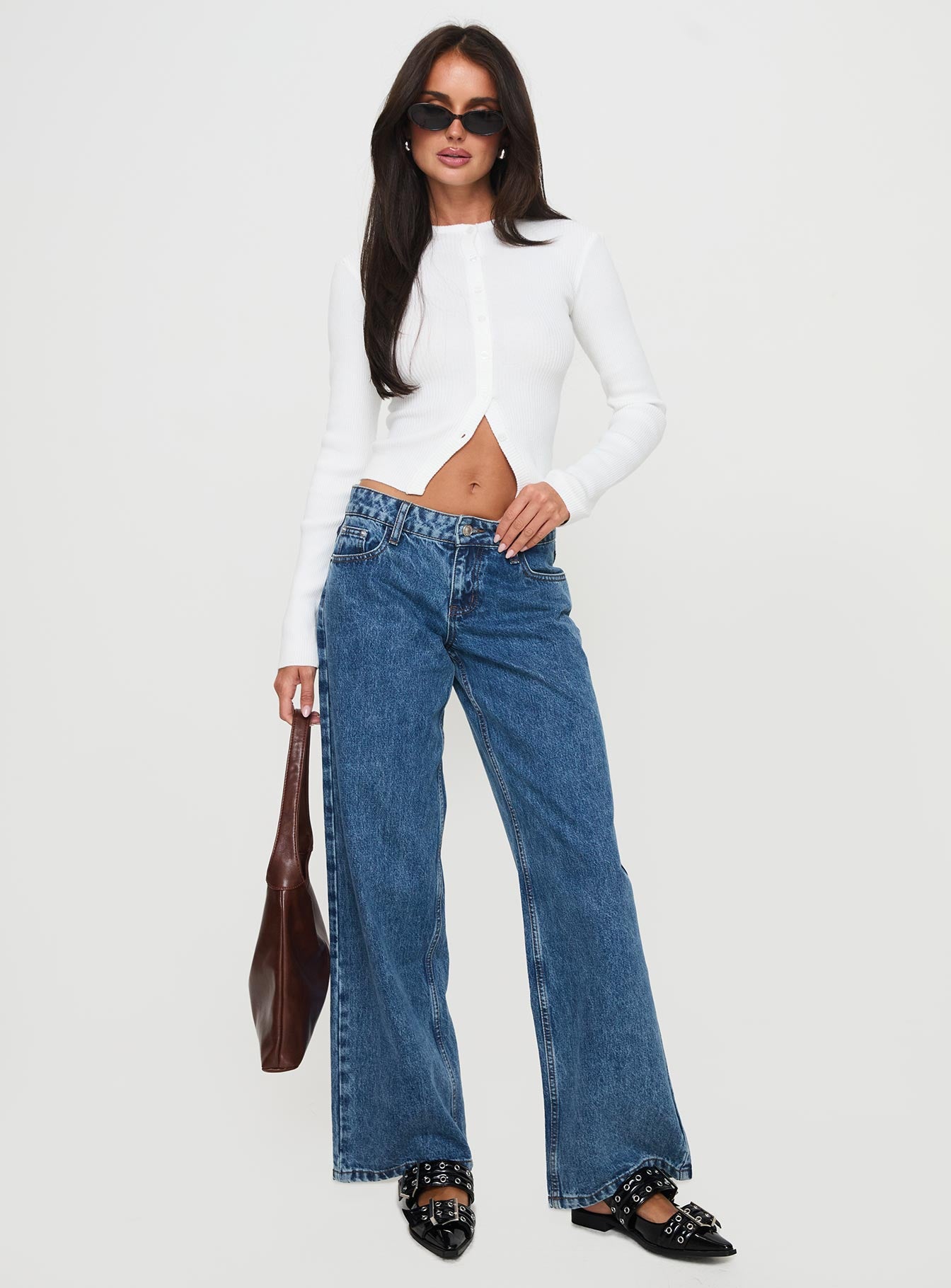 Suzu Long Sleeve Knit Top White、mySite、solidvoid