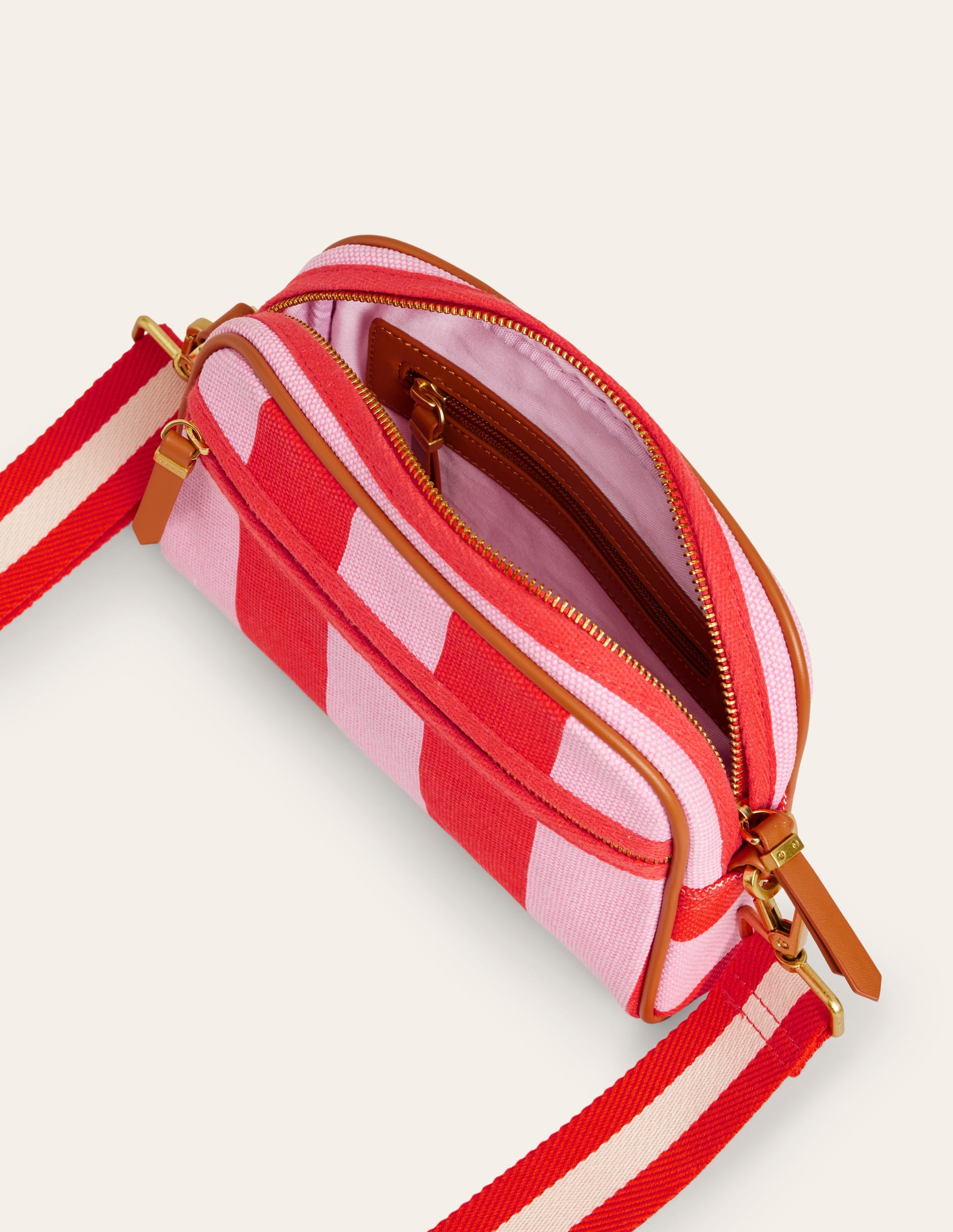  Canvas Cross-Body Bag-Pink Stripe、mySite、ashleygrahame