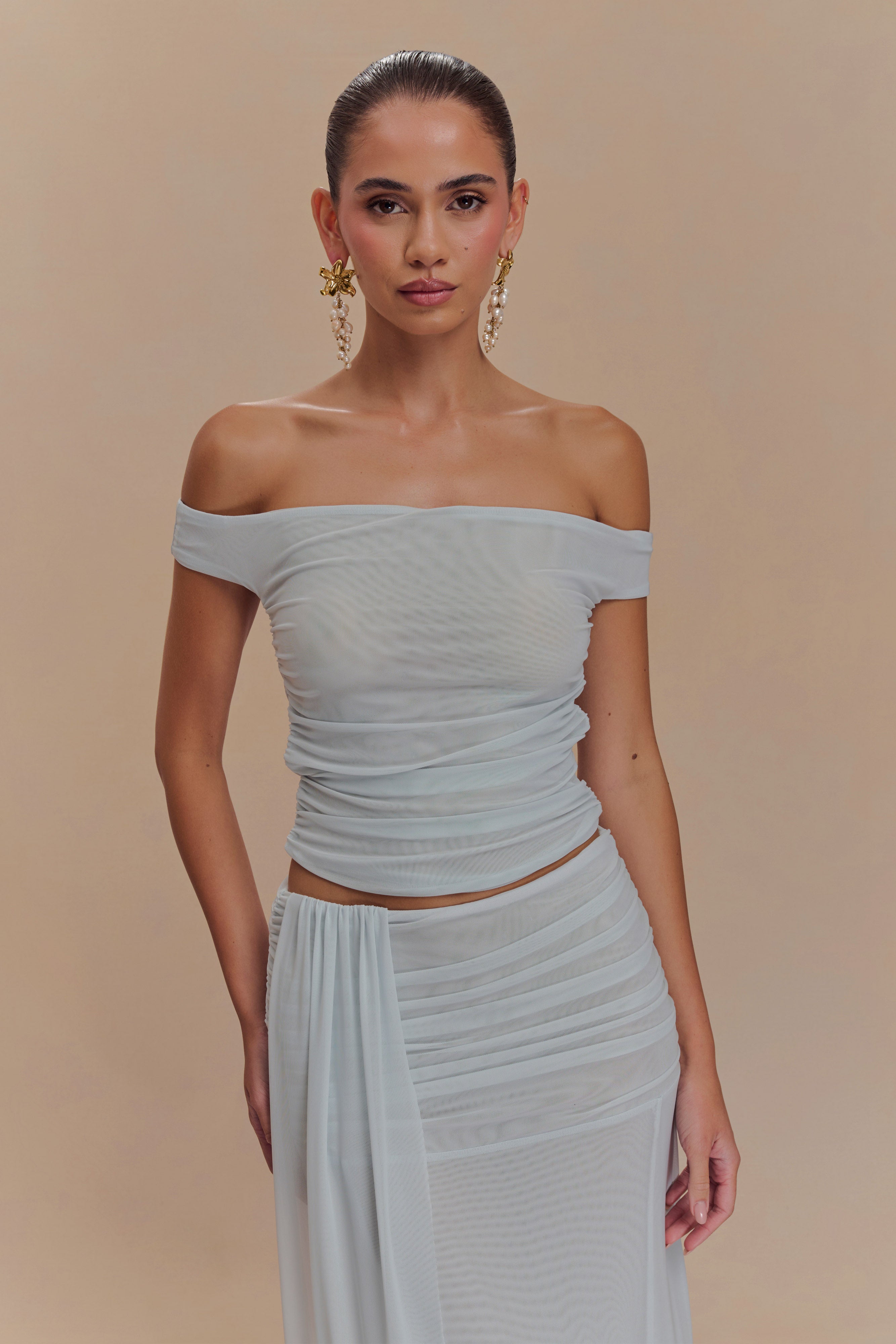 Brooklyn Mesh Crop Top - Pale Blue、mySite、solidvoid