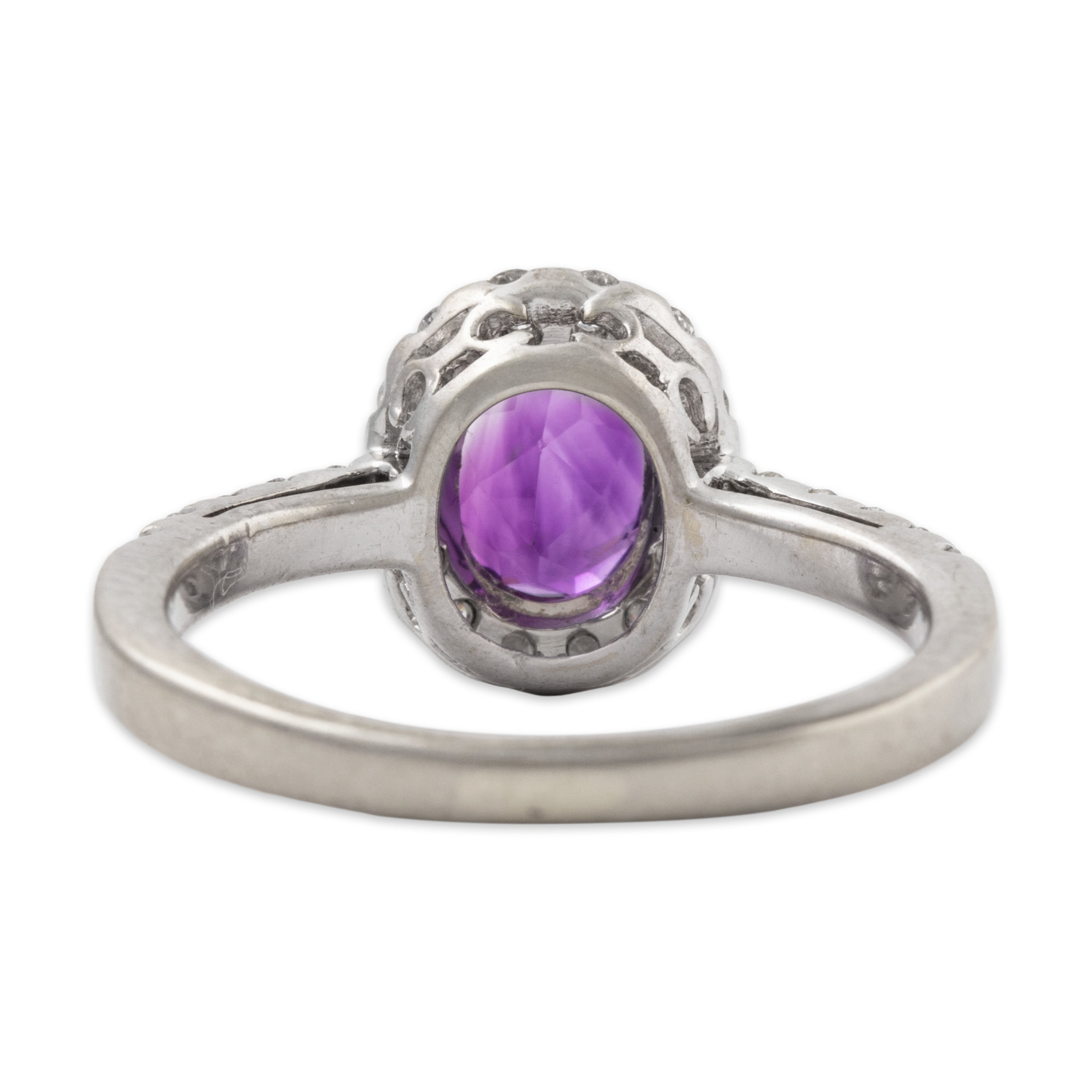 Vintage 14k White Gold Amethyst .4cttw Diamond Halo Ring 5.25、mySite、hinf8tx79