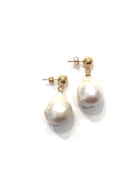 Sconset Flair Studio Large Baroque Tear Drop Pearl Earrings、mySite、noshort