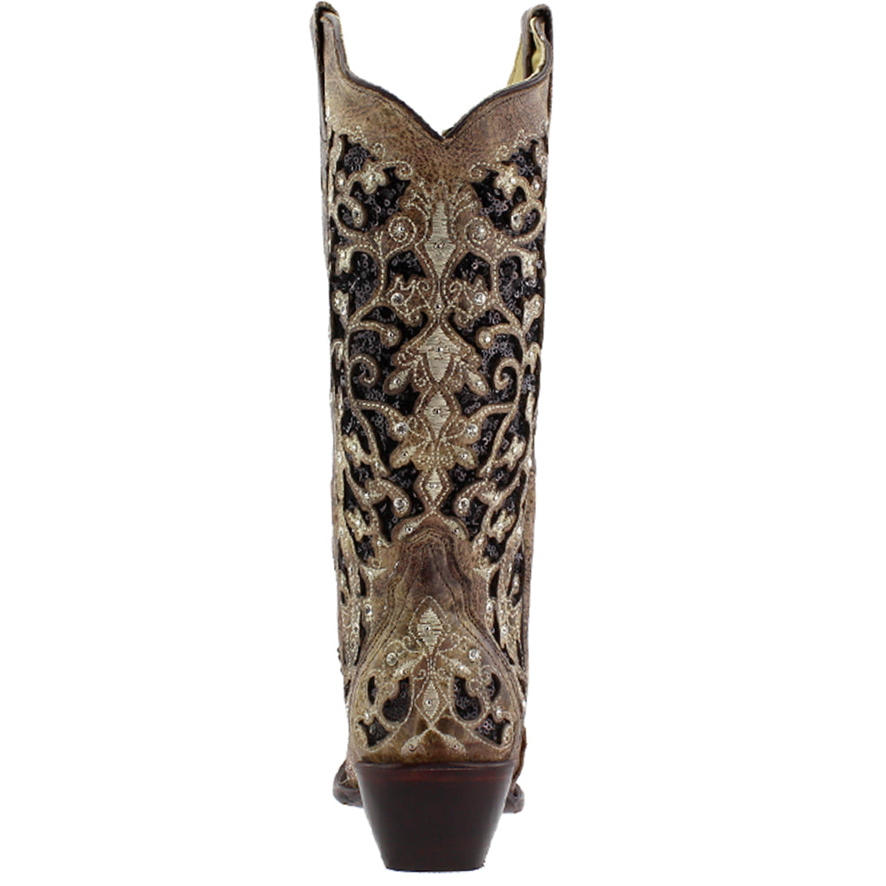 Sequin Tooled Inlay Snip Toe Cowboy Boots、mySite、gtrtttuynbv