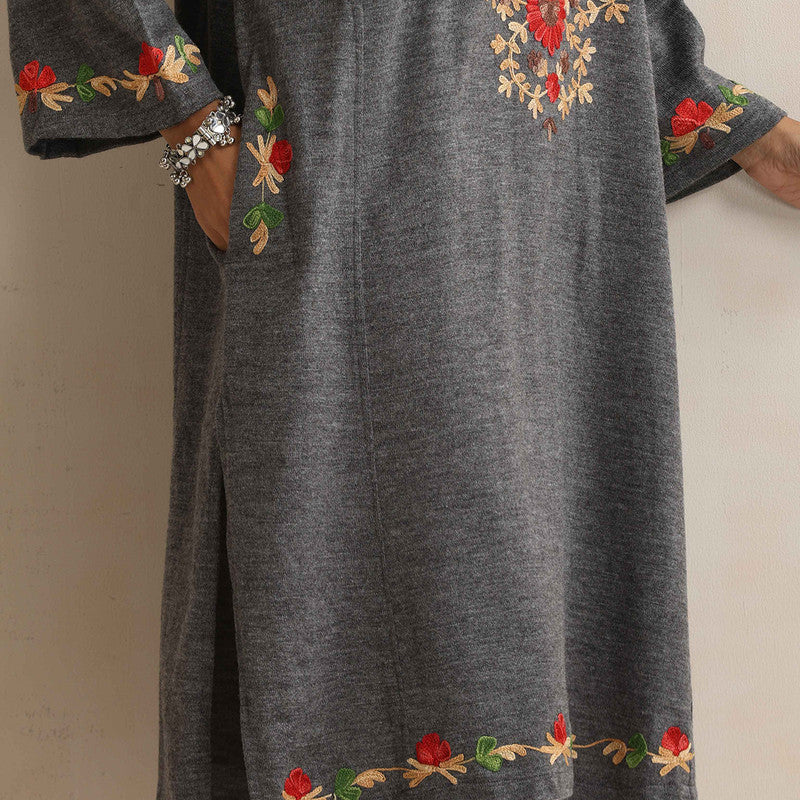 Woolen Kurta For Women | Kashmiri Embroidered | Grey、mySite、camillekostekn