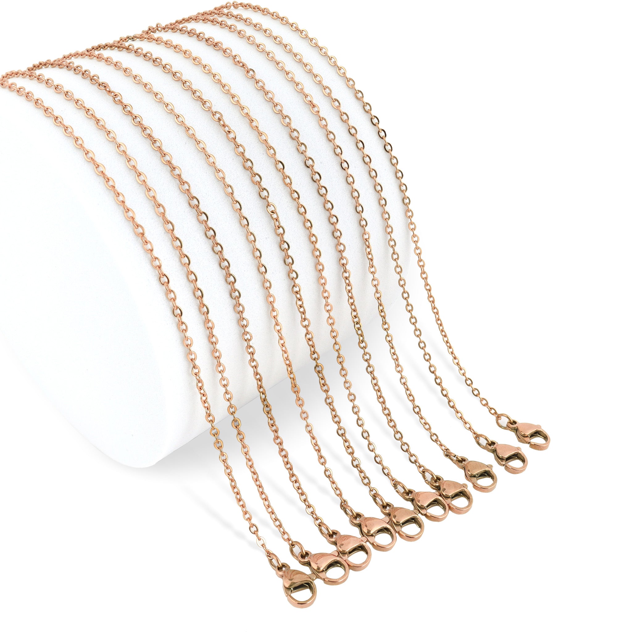 10 Pack - Rose Gold 20 Stainless Steel Loop Chain Necklace / CHN3011、mySite、dreamappss
