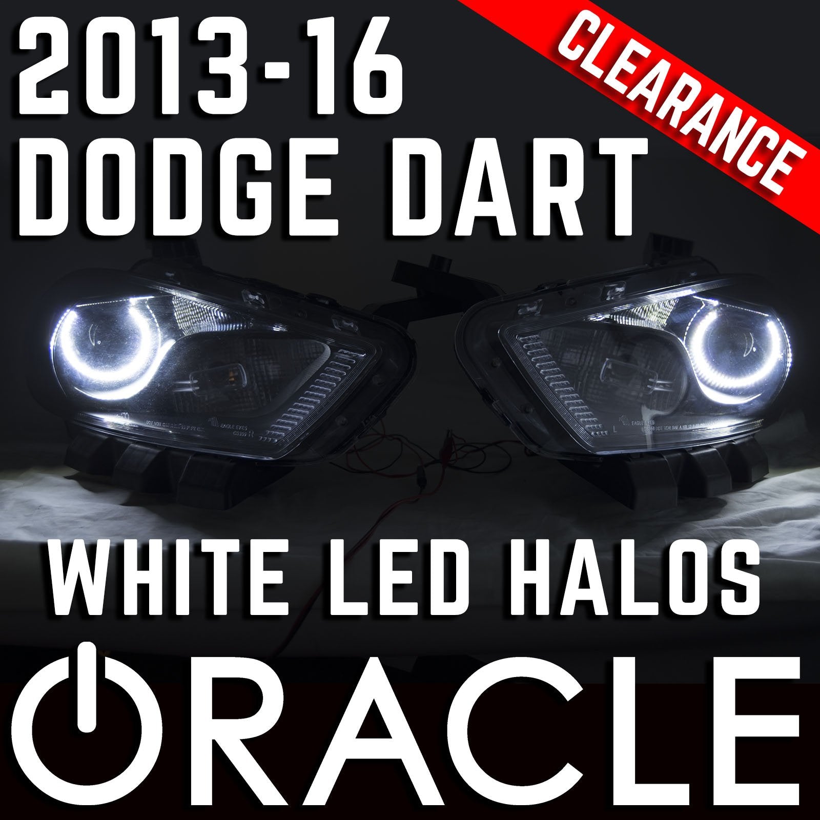 2013-2016 Dodge Dart HID Headlights - ORACLE White LED Halo Kit Pre-Installed、mySite、nflplayoffbracketp