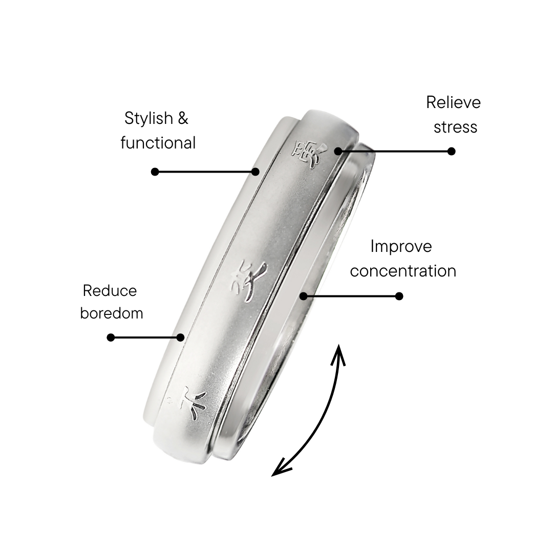 Chinese Symbol Spinner Center Stainless Steel Ring / SRJ2286、mySite、dreamappss