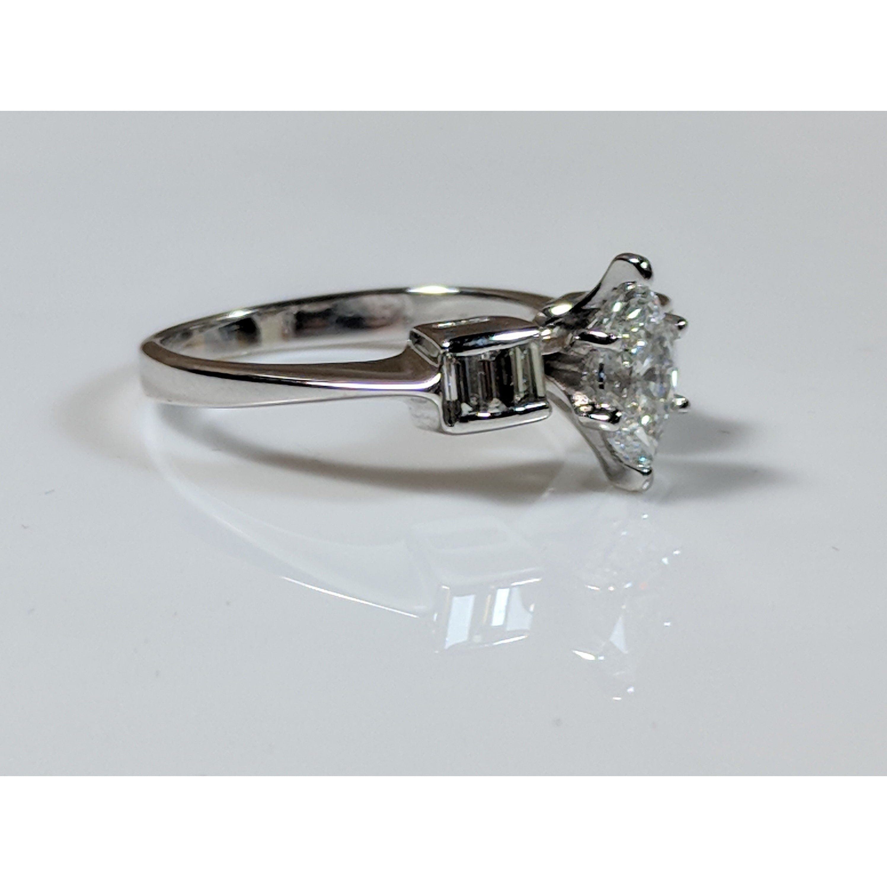 Marquise Diamond Engagement Ring in 14K White Gold, .65ct Center Diamond, .26ct Side Diamonds、mySite、g9winljtr