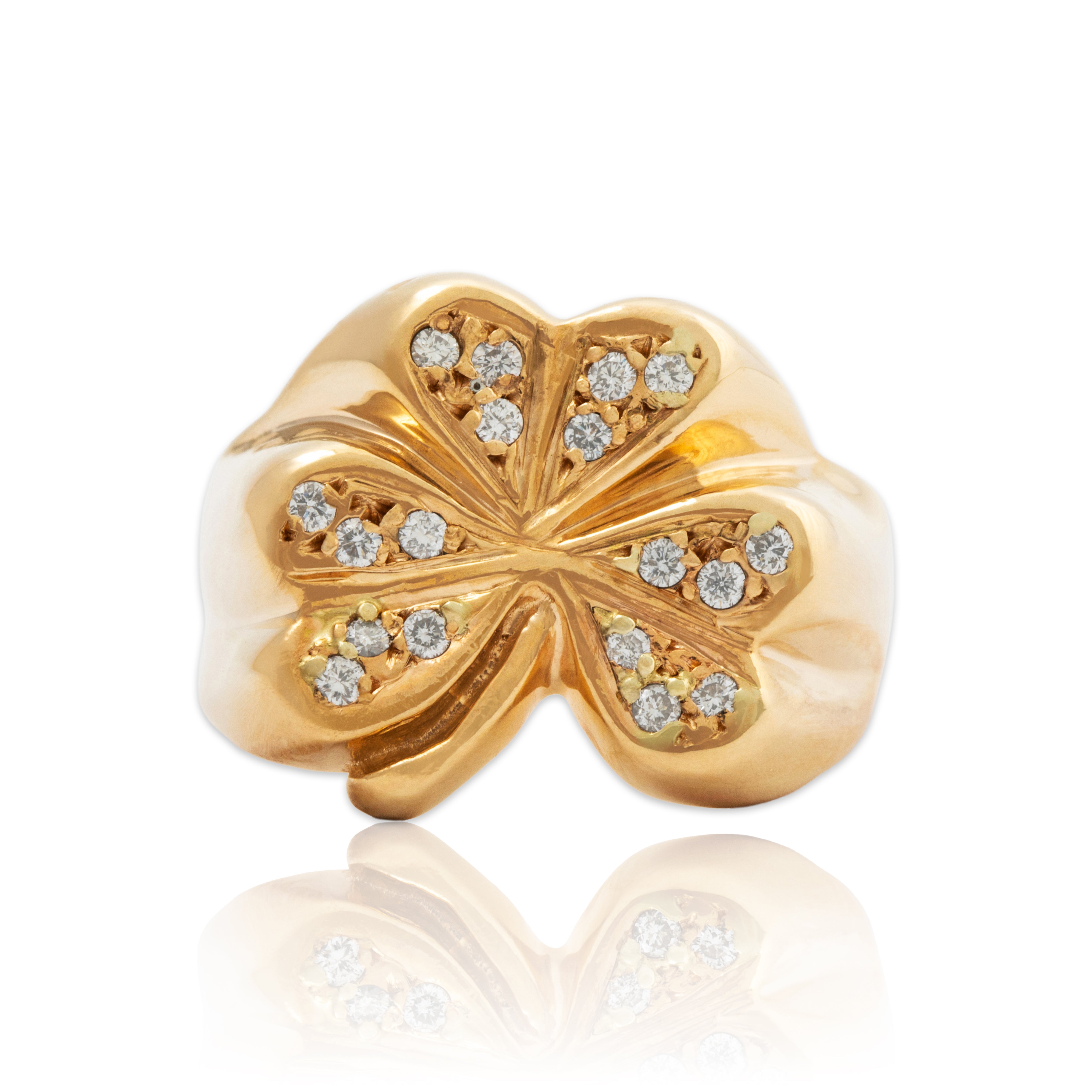 Vintage Heavy 14k Yellow Gold .288cttw Diamond Clover Ring 8.50、mySite、hinf8tx79