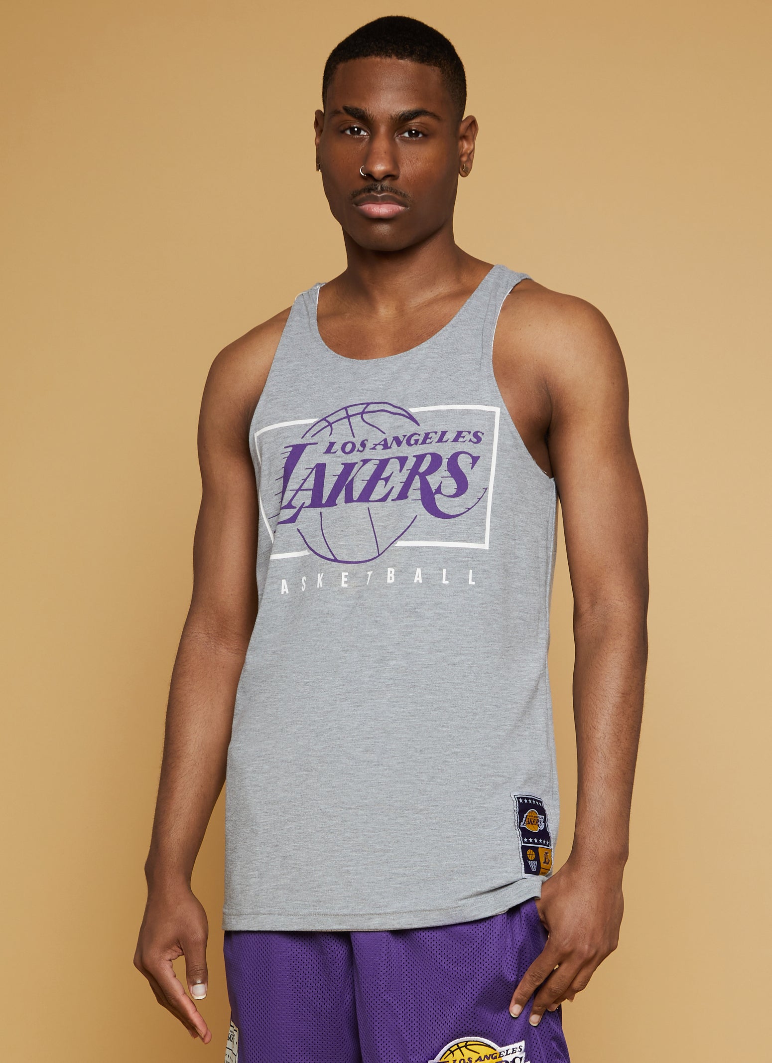 Mens NBA Los Angeles Lakers Graphic Reversible Tank Top、mySite、camillekostekn