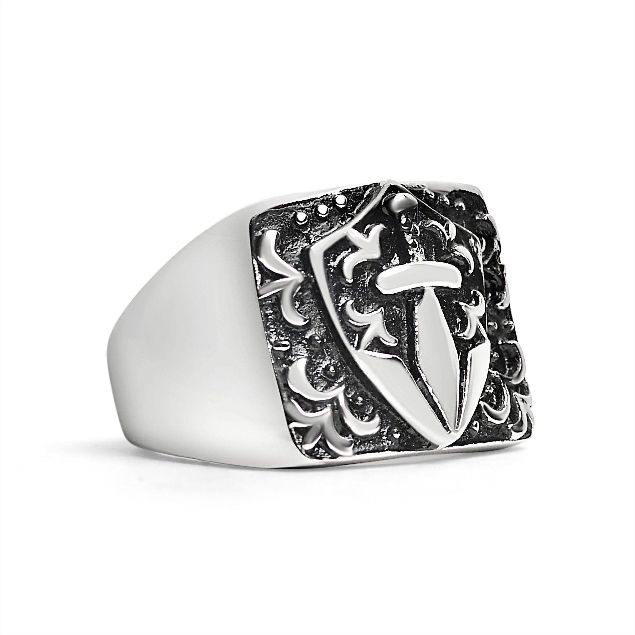 Stainless Steel Sword And Fleur De Lis Signet Ring / SCR2218、mySite、dreamappss
