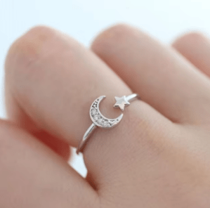 Moon & Star Adjustable Ring - Sterling Silver、mySite、g9winljtr