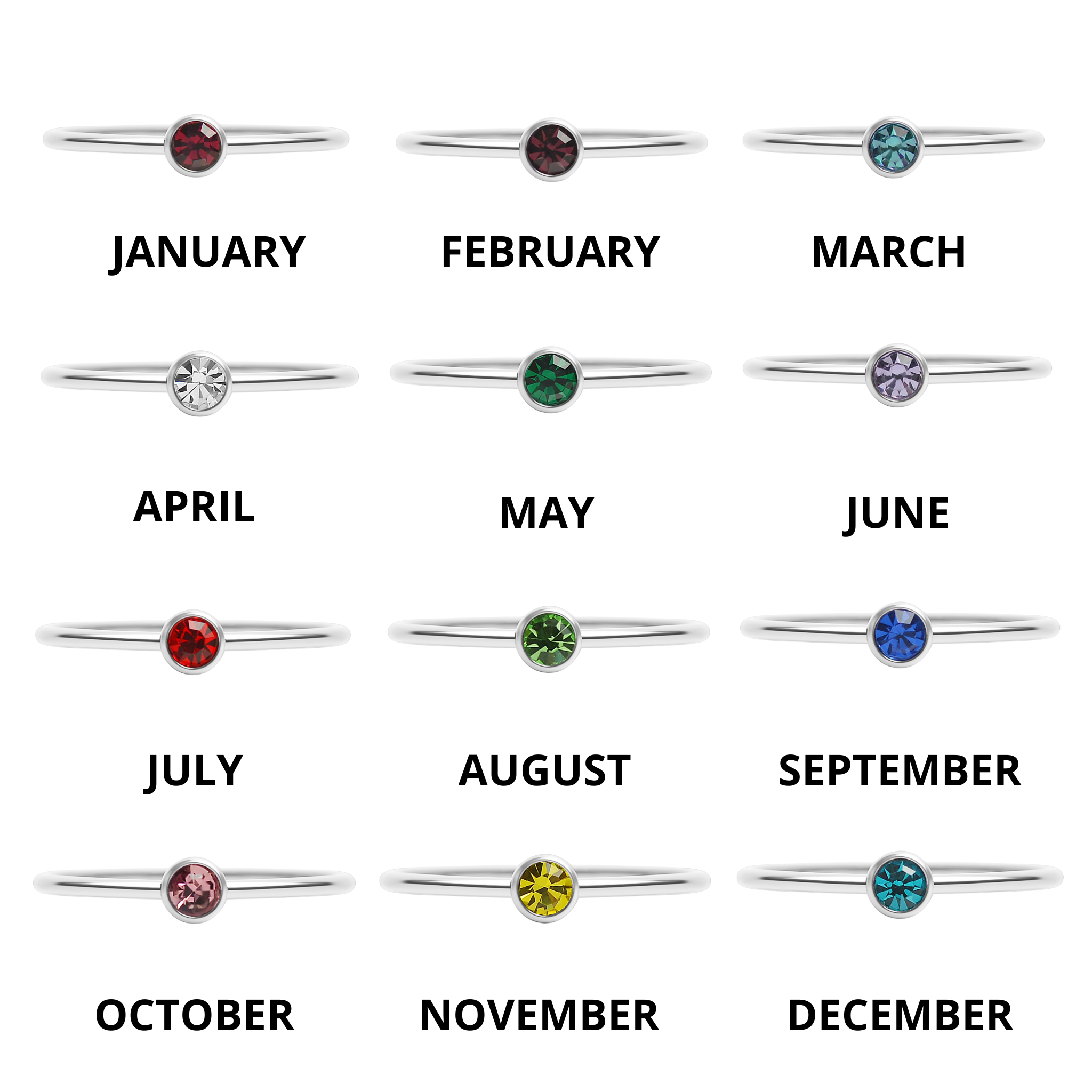 Stainless Steel Birthstone Stacking Ring Size 3 / ZRJ1000、mySite、dreamappss