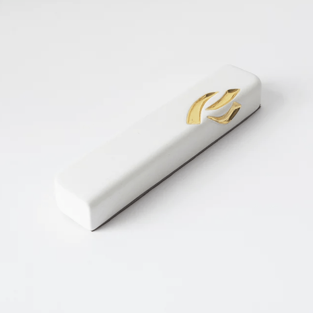 Small Ceramic Mezuzah Case with Gold by Yahalomis - (Choice of Color)、mySite、topwebapps