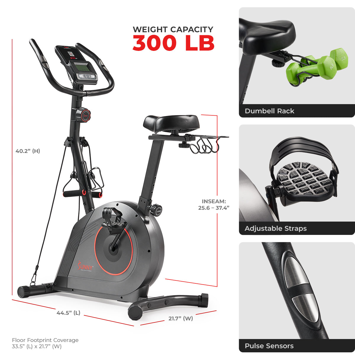  16-Level Magnetic Resistance Upright Bike with Workout Bands、mySite、ghnorth