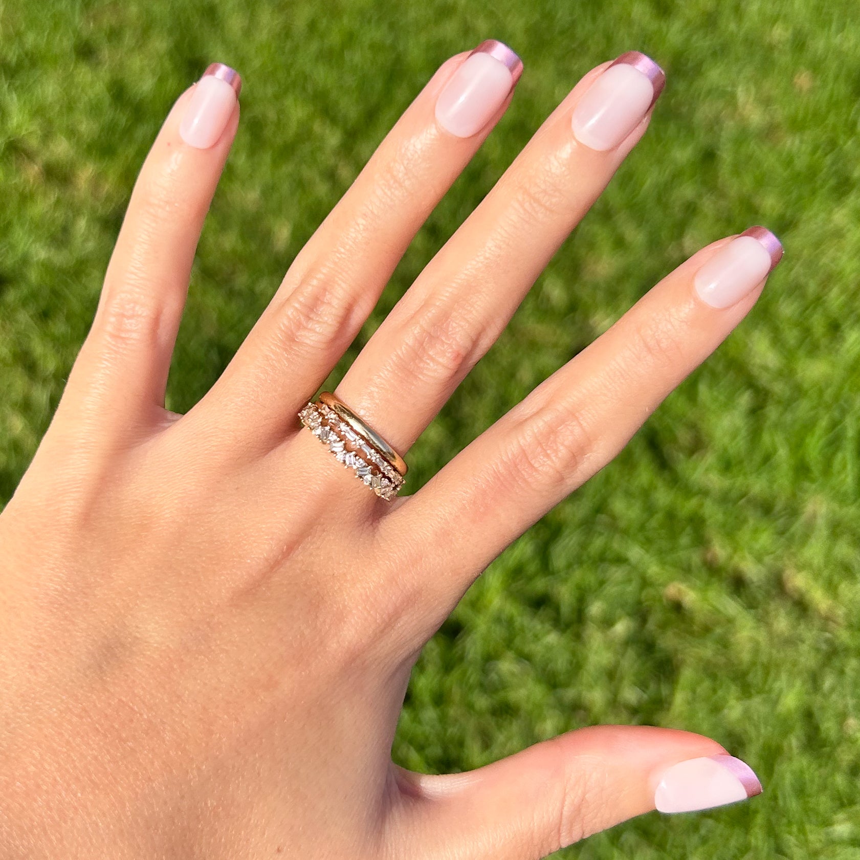 Metallic Matte French - Press-On | Short | Squoval、mySite、solidvoid