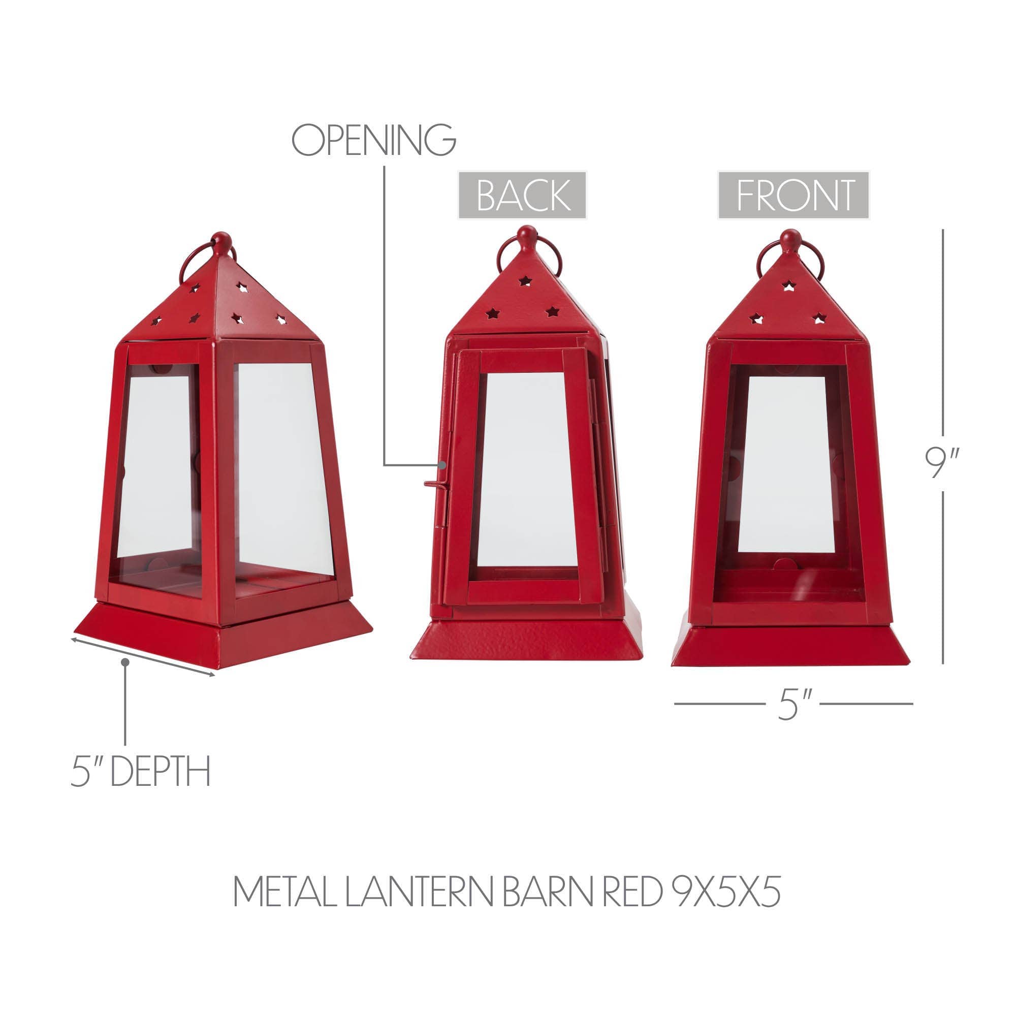 Metal & Glass Farmhouse Lantern Barn Red Tealight Holder 9x5x5、mySite、g9winljtr