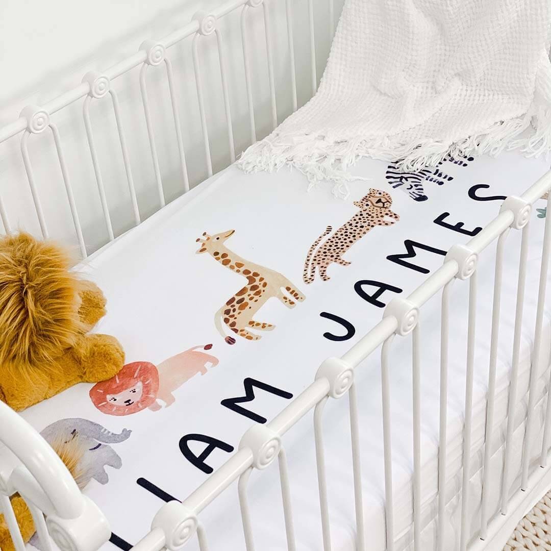  Safari Party Personalized Crib Sheet、mySite、layawaytickets